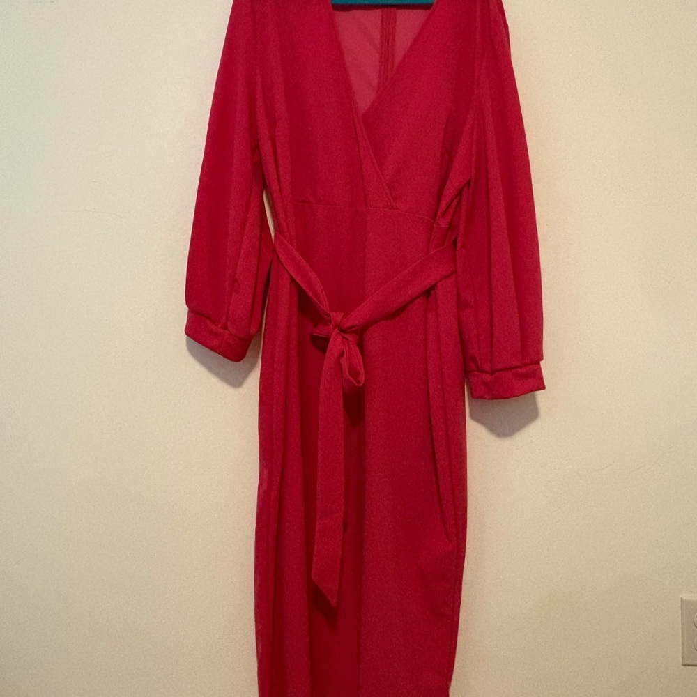 Elegant Pink Wrap Dress